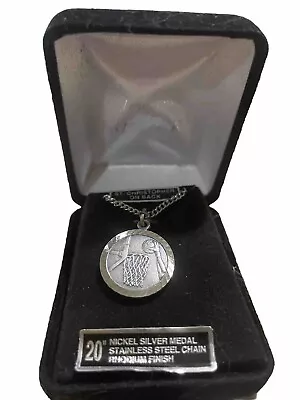 NIB Singer 20” Nickel Silver Pendant Stainless Steel Basketball St Christopher • $5.98