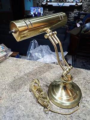 Vintage Piano Bankers  Brass Finish Adjustable Desktop Lamp 9.5  Wide X 13  Tall • $23.74