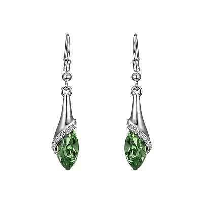 Rhinestone Trim Green Jewel Dagger Drop Earrings Made With Swarovski Crystals • $14.99