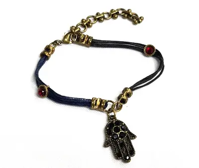 Michal Negrin Colorful Leather  Bracelet With Hamsa Crystal Stones Unique #49# • $62.99