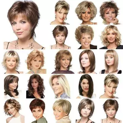 Womens Synthetic Short Curly Wig Ladies Pixie Bob Wavy Full Hair Wigs Natural • £19.89