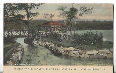 VTG Postcard -  Venice  Farley's Camp Lake Mahopac New York-Hand Colored • $8.99