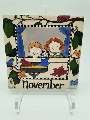 H&R JOHNSON November Calendar Tile Artist Nancy '93 Made In England Vintage New • $18