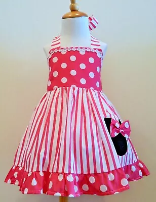 Girls Birthday Minnie Mouse Hot Pink Halter Dress  • $35