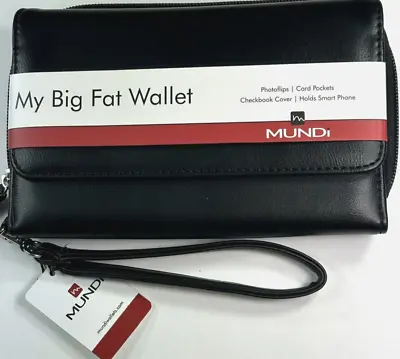 MUNDI Womans / My Big Fat Wallet / BLACK GRAIN SMOOTH / Full Zip / New • $21.75