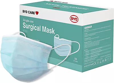 BYD Care Surgcal Face Mask Protective Mask Disposabl 50Pcs -TGA Certified • $13.40