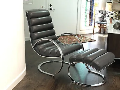 Milo Baughman Leather Lounge Chair & Ottoman • $1499.99