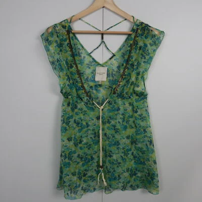 $19.84 • Buy Gilly Hicks Womens Top Size L Green Floral Sleeveless V-Neck Blouse