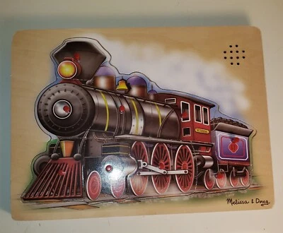 $19.99 • Buy Melissa & Doug Wooden Train Sound Puzzle Wood W/Pegs #341