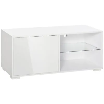 £69.99 • Buy HOMCOM High Gloss TV Stand Storage Cabinet 2 Shelves For Living Room White