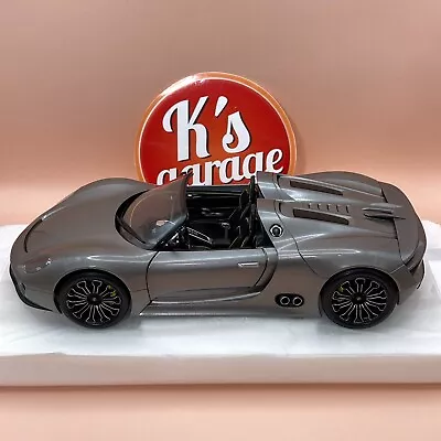 MINICHAMPS 1/18 PORSCHE DEALER 918 Spider Spyder 2010 Liquid Metal Silver • $145