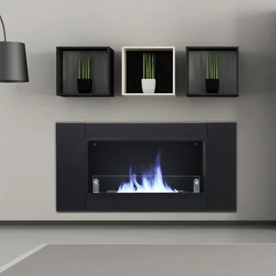 £159.95 • Buy BIO ETHANOL FIREPLACE 1100x540 WALL/INSET MOUNTED FIRE WITH GLASS RECTANG BURNER