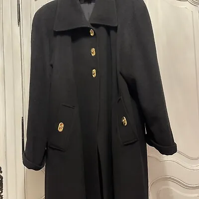 💗Mansfield Ladies Wool & Cashmere Black COAT M Label Size 12/14/16💗 • £50