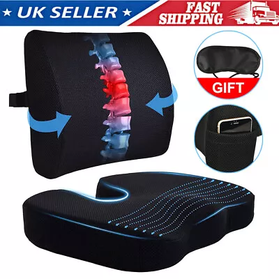 Lumbar Back Support Cushion Car Seat Wheelchair Office Chair Pillow Memory Foam • £21.99