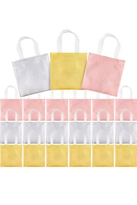 £9.97 • Buy 24 Pcs 8 X8  Non-Woven Small Party Gift Event Bags With Handle Rose Gold Silver 