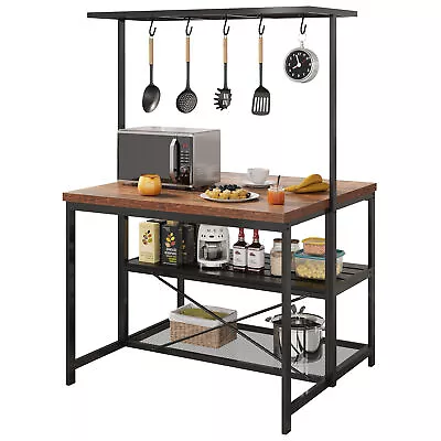 Kitchen Island Baker Rack Bar Table 3 Tier Microwave Stand Oven Storage Shelf  • $176.26