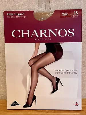 Charnos Killer Figure Sheer Hourglass Control Tights 15 DENIER MEDIUM NATURAL • £8.49