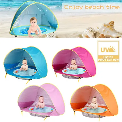 UK Baby Beach Tent With Pool Pop Up Shade Tent Detachable Infant Sun Shade Pool • £11.14