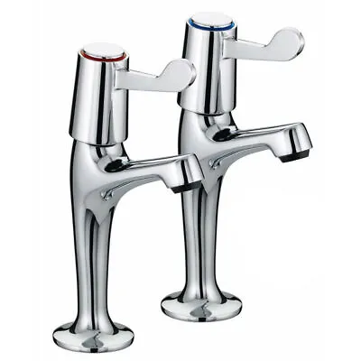 £27.95 • Buy Pair Of Chrome Lever Type Kitchen Sink Pillar Taps Pair Easy Use Set