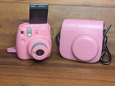 FUJIFILM Instax Mini 9 Pink Instant Film Camera With Pink Case FILM TESTED VGC!  • $41.99