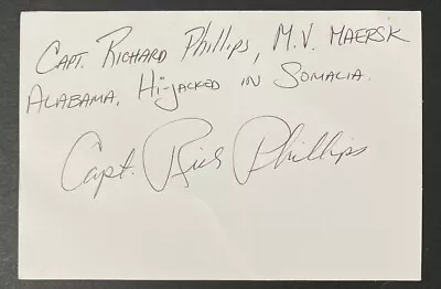 Capt. Richard Phillips M.V. Maersk Alabama 3x5 Signed Index Card Somalia WOW • $39.99