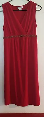 Motherhood Maternity Red Sleeveless Ribbon Tie Knee Length Dress Size Small • $18.99