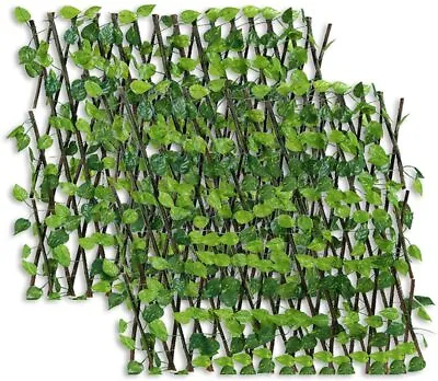 £10.59 • Buy Artificial Faux Ivy Leaf Hedge Wood Fence Panels Garden Privacy Screening Decor