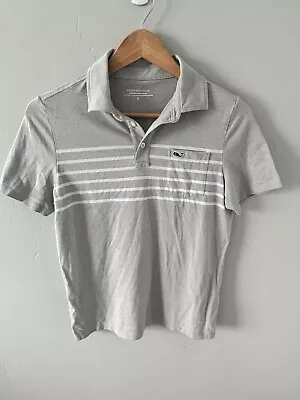 Vineyard Vines Edgartown Grey Striped Polo Shirt Boys Size Small L 16 Whale • $15