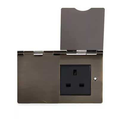 £34.90 • Buy Soho Lighting Antique Brass 13A 2 Gang Euromod Floor Socket Blk Ins