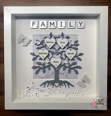 Personalised 3D Box Frame Family Tree Gift Unique Keepsake Home Art Decor • £27.99