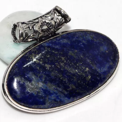 Lapis Lazuli 925 Silver Plated Chunky Pendant 1.4  Promise Gift For Women GW • $3.99