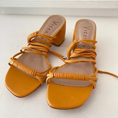 NWOT Free People Vicenza Love Struck Mango/Orange Lace Up Heels Sz 7/38  • $120