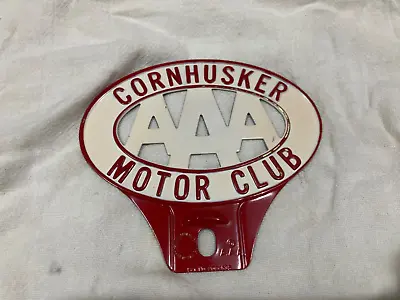 Vintage AAA Cornhusker Motor Club Metal License Plate Topper • $52