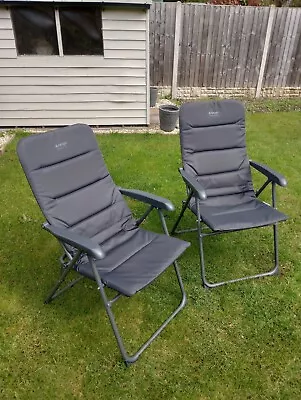 Two Vango Hampton Tall Reclining Camping Caravan Campervan Chairs • £40