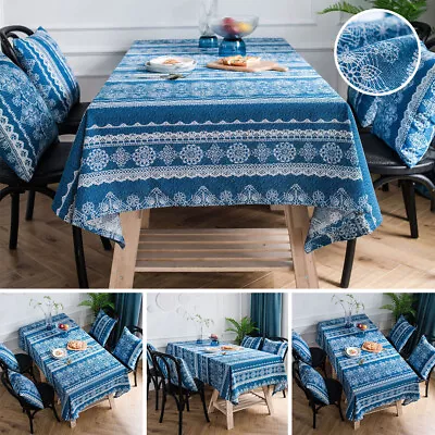 $39.01 • Buy Retro Floral Tablecloth Cotton Linen Square Rectangle Dining Table Cloth Cover