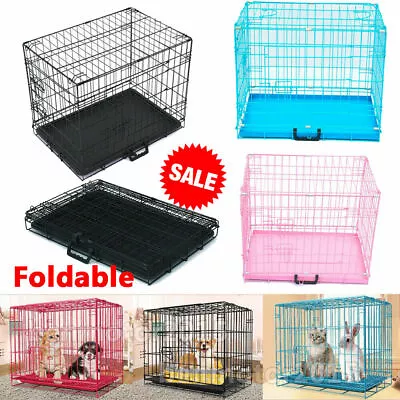 View Details 2023 Metal Dog Crate Puppy Carrier Portable Cat Travel Cage Carry For Pet 4 Size • 27.61£