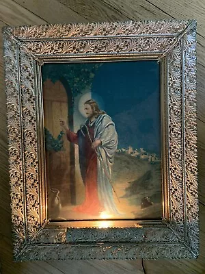 Vintage Jesus Artwork Lighted Religious Picture Framed Tested • $79