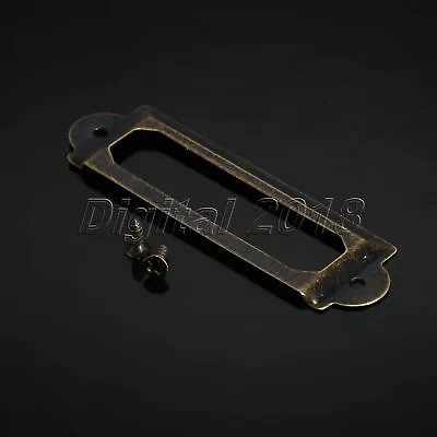 12x Antique Brass Drawer Label Pull Screw Frame Handle Card Holder Gift Useful • $1.80