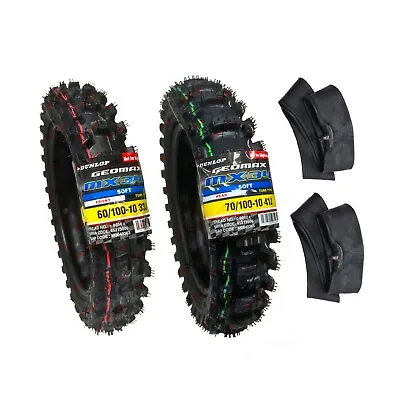 Dunlop 60/100-10 70/100-10 Tires With Tubes Front Rear Set MX34 CFR50 SX50 TTR50 • $119.99