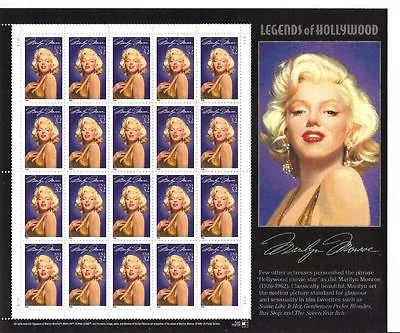 2967 Marilyn Monroe Full Sheet Of 20 32¢ Stamps Hollywood MNH • $8