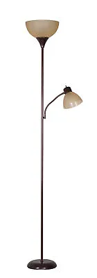 72'' Combo Plastic Floor Lamp Adjustable Reading Lamp Brown For Home • $18.86