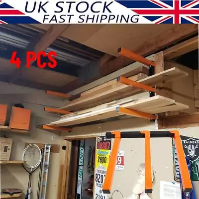 Lumber Storage Metal Rack Lumber Organizer Wall Mount Wood Rack Organizer 3-Lev • £32.80