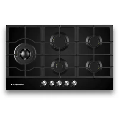 Kleenmaid 90cm Black Glass Gas Surface Mounted Built In Cooktop/Stovetop Burner • $899