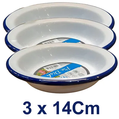 Set Of  3 X 14cm - Round Falcon Enamel Oven Roasting Pie Dishes • £15.45