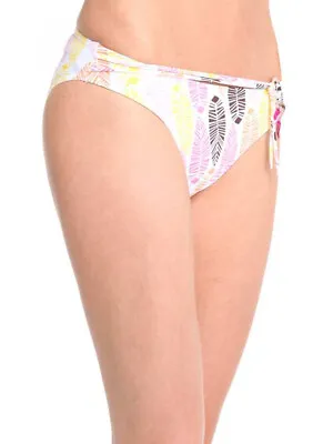 L (14) Ultimo Zulu Bikini Brief 5676 Mid Rise Bottoms Swimwear Pink Leaf • £1.95