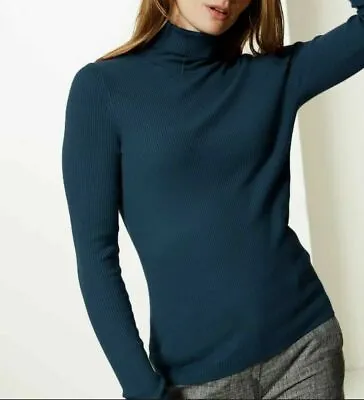 £7.50 • Buy Ex M&S Ladies Ribbed Roll Neck Jumper Polo Turtleneck Knit Pullover 