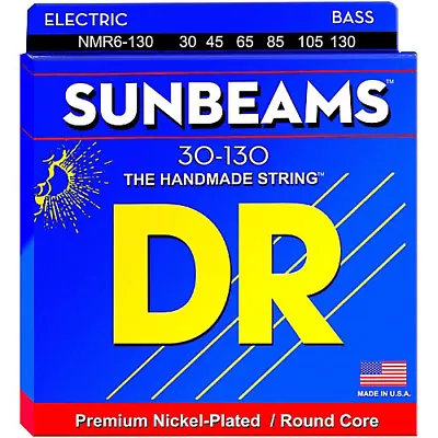 DR NMR6-130 SunBeams Bass Guitar Strings  6-string Medium W/130 Gauge 30-130 • $36.99