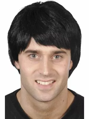 Short Black 1980's 90's Guy Boy Band Wig Fancy Dress Costume Accessory • $20.45