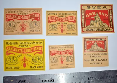 6 Pcs Sweden Matchbox Labels Packet Size • $2.50