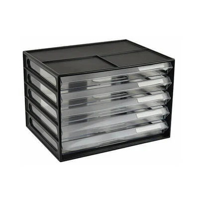 BLACK Italplast 5 Drawer Document Storage Unit File Stackable Filing Cabinet A4 • $116.88